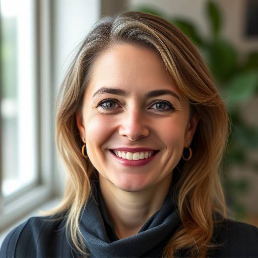 Photo de Madame Isabelle Dubois, fondatrice et directrice de l'Académie, souriante et professionnelle.