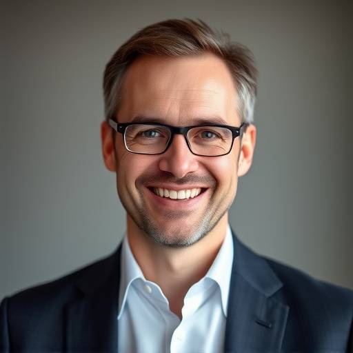 Photo de Monsieur Jean Dupont, professeur de franäais des affaires, souriant et professionnel.